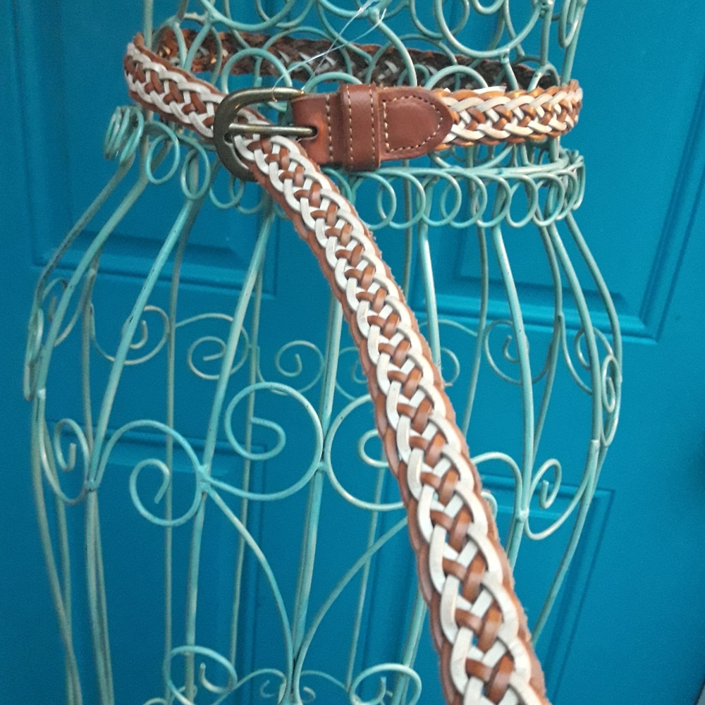 Genuine Leather Belt Thin Braided Belt Womens Multi Loop Woven Real Leather